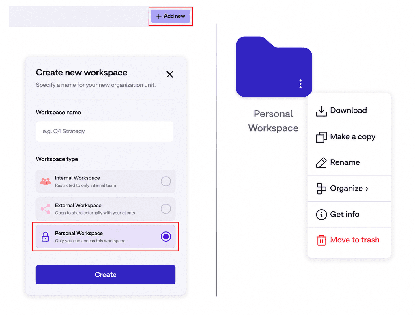 Create Personal Workspace in Drumee